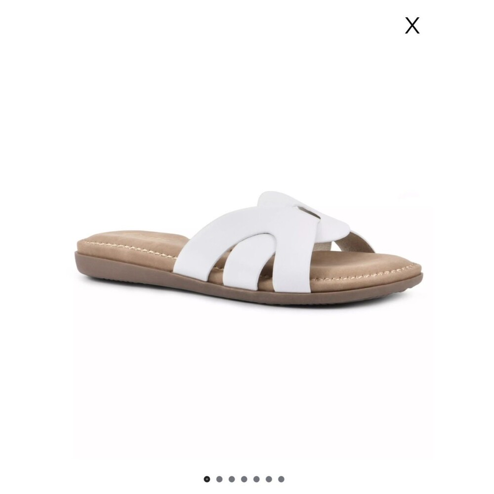 NIB Cliffs by White Mountain Fortunate White Slide Sandals Comfort Slip‑On 7.5